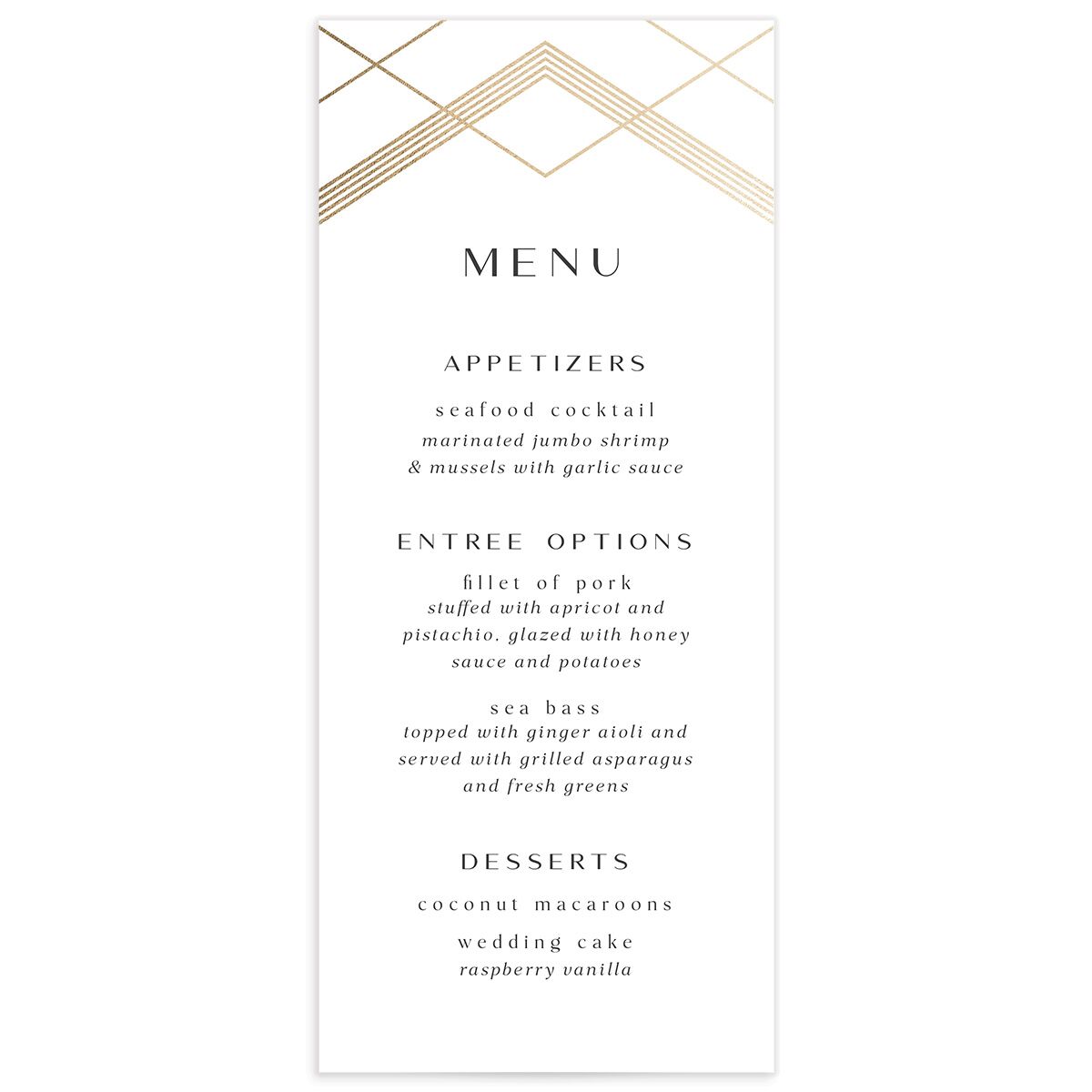 Geometric Elegance Menus