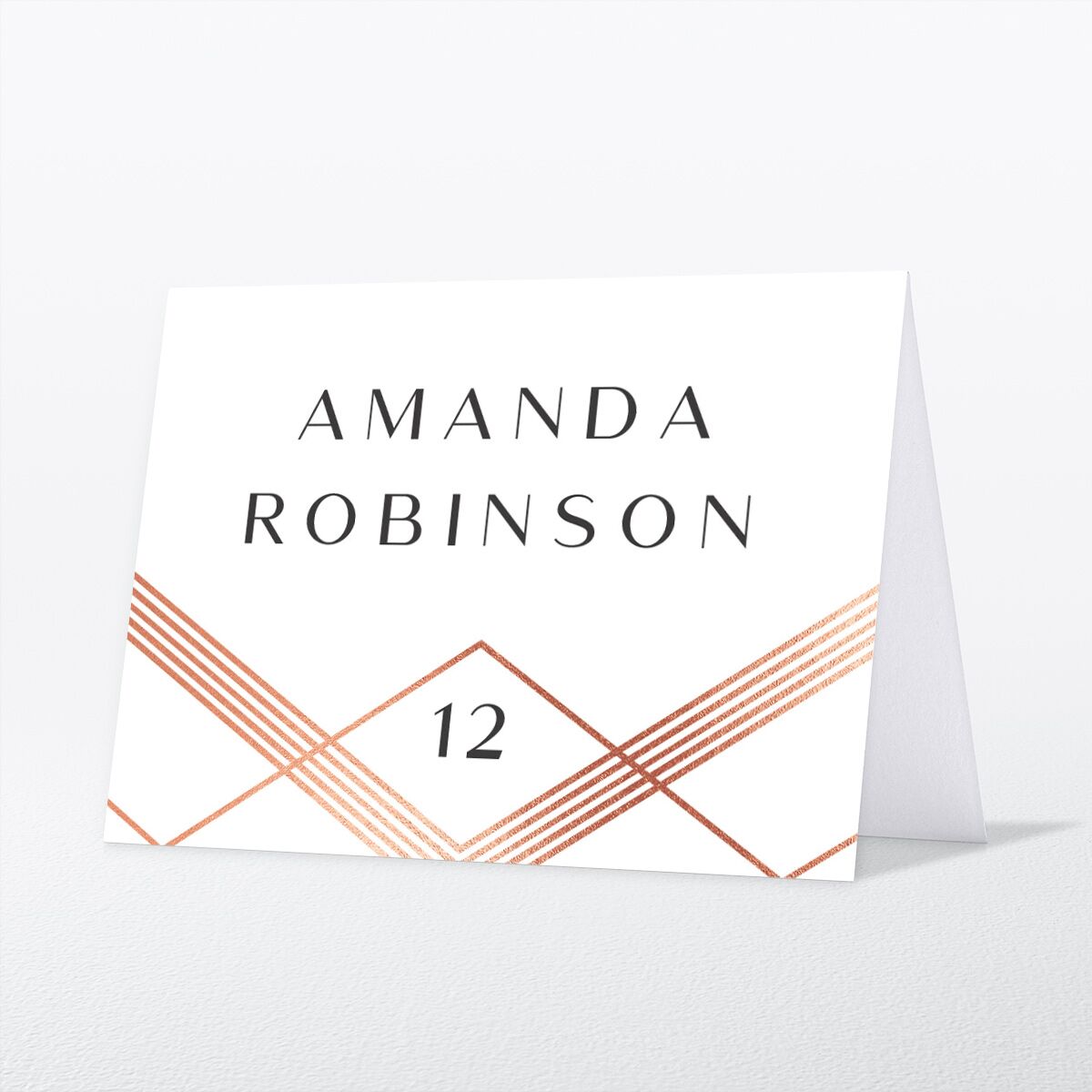 Geometric Elegance Place Cards front in white