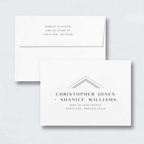 Geometric Elegance Rehearsal Dinner Invitation Envelopes White Standard Pure White Both Recipient and Return Addresses