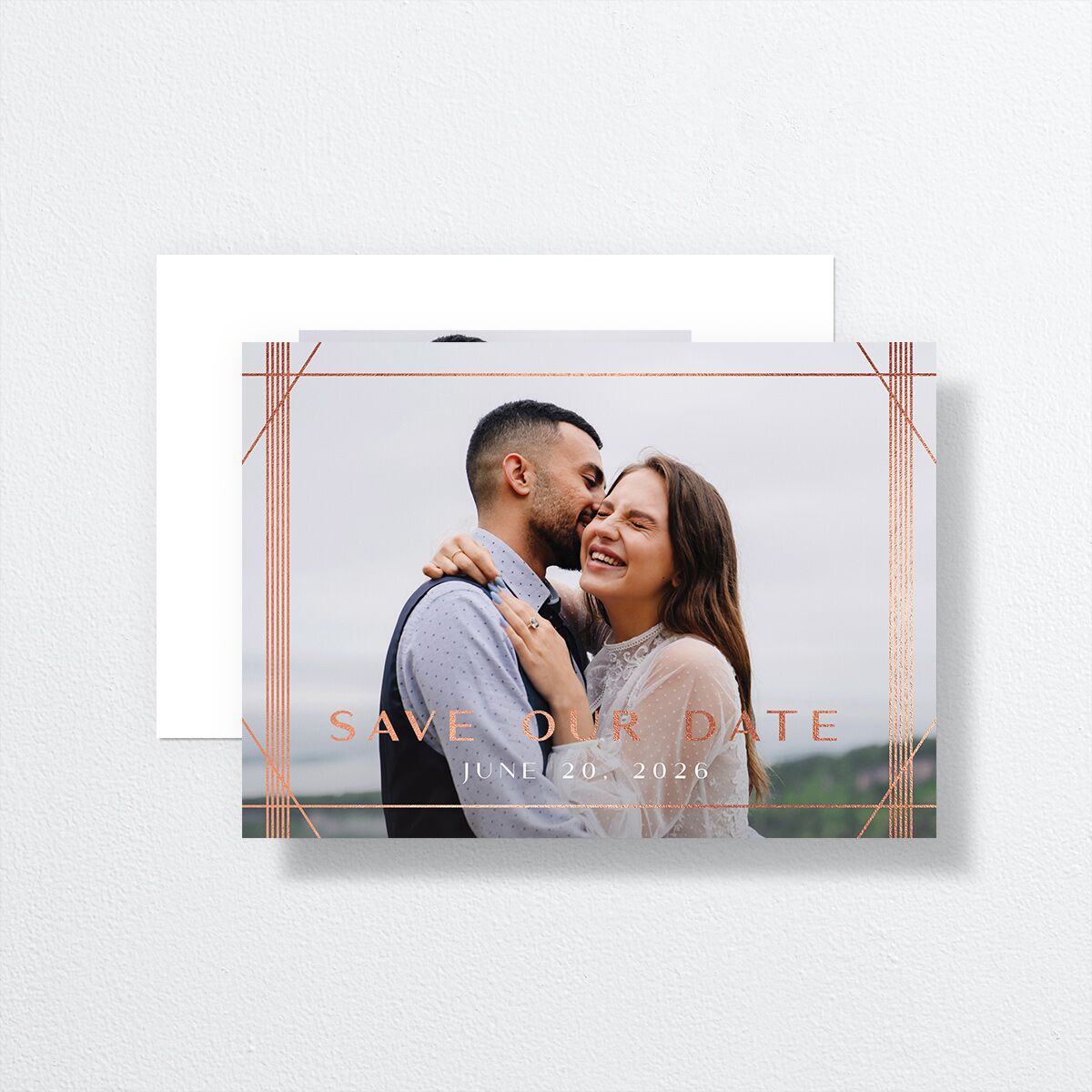 Geometric Elegance Save The Date Cards front-and-back