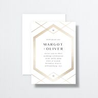 Geometric Elegance Wedding Invitations Gold Pure White Signature No