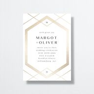 Geometric Elegance Wedding Invitations Gold Pure White Signature No