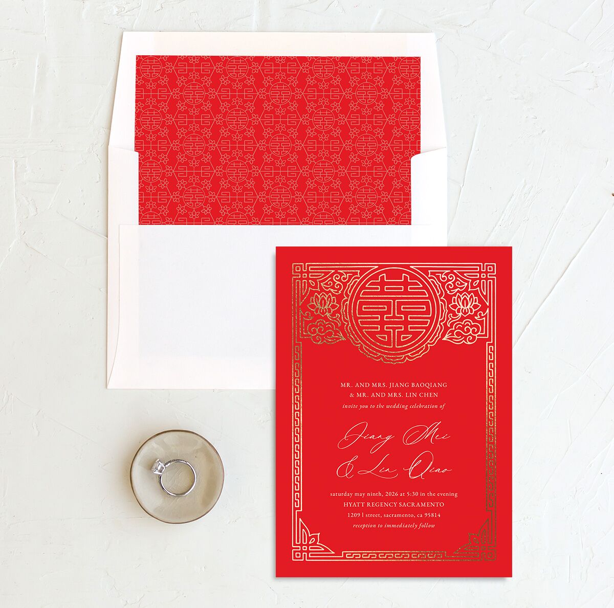 Double Happiness Standard Envelope Liners envelope-and-liner in red