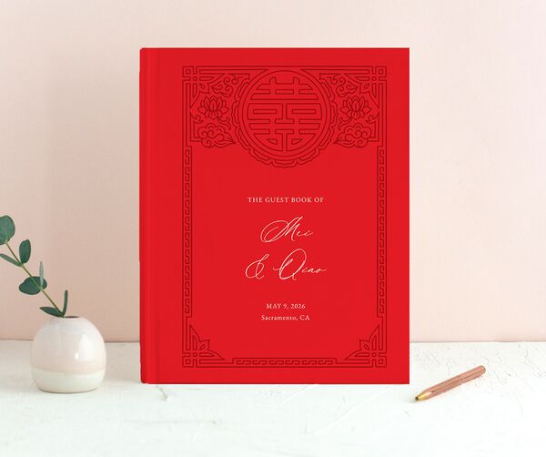 Double Happiness Wedding Guest Book front