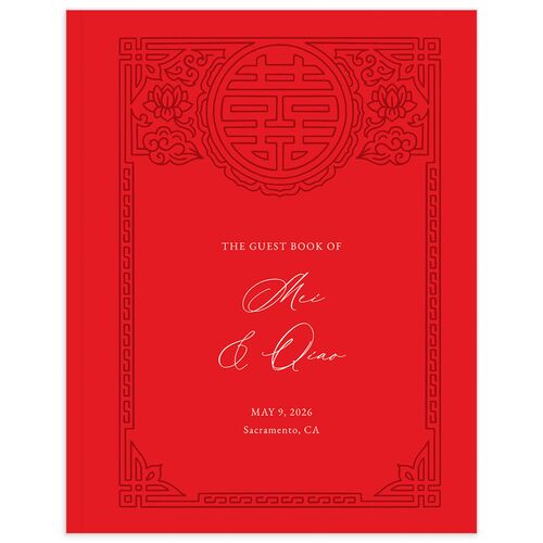 Double Happiness Wedding Guest Book Scarlet