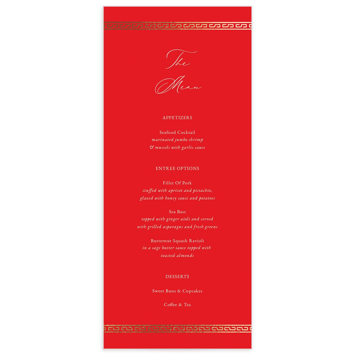 Double Happiness Menus front in red