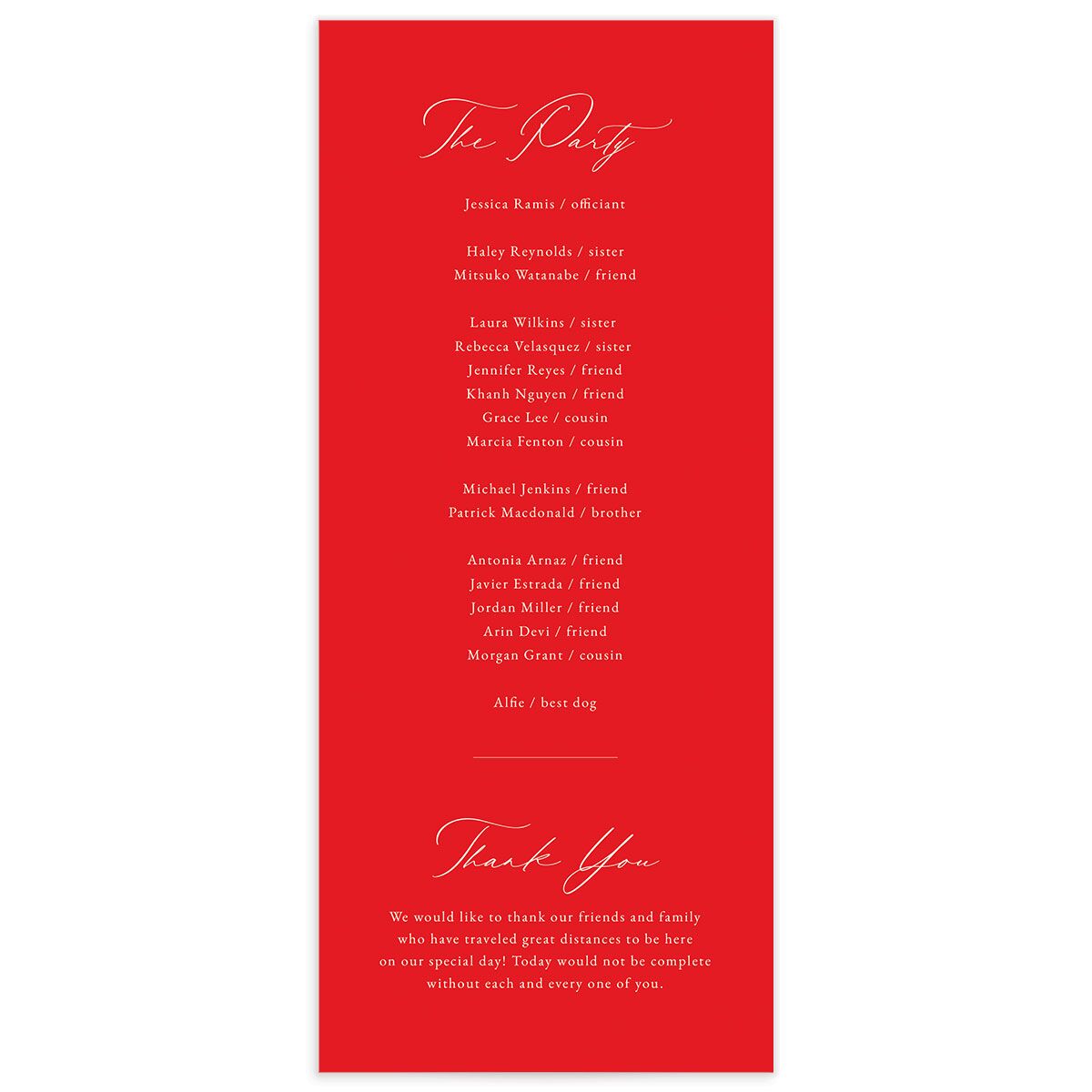 Double Happiness Wedding Programs back in red