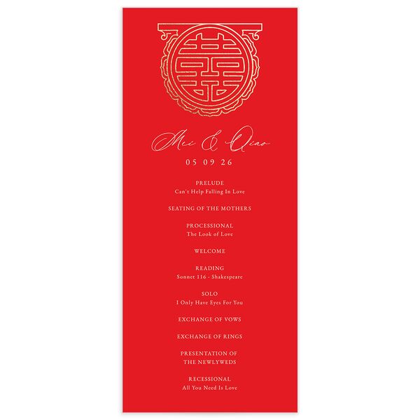 Double Happiness Wedding Programs front