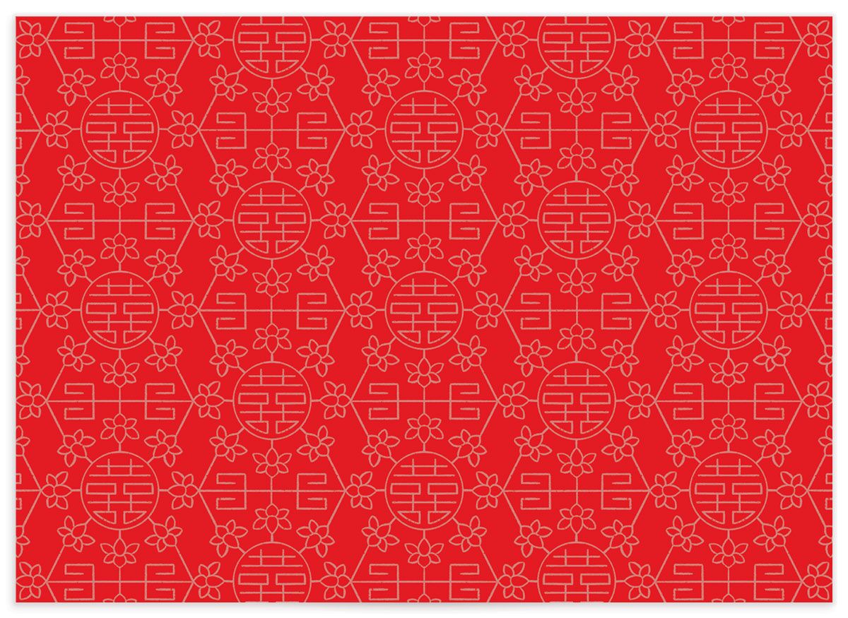Double Happiness Wedding Response Cards back