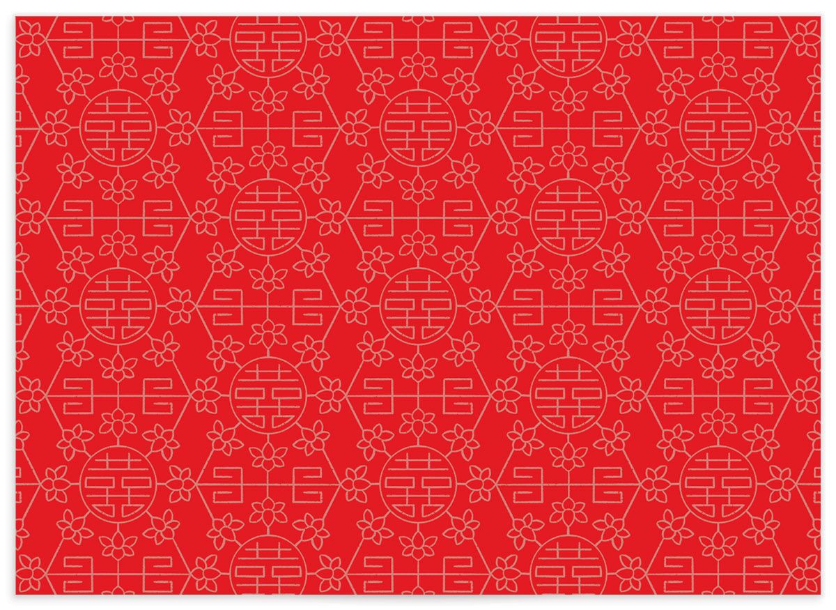 Double Happiness Wedding Response Cards back in red
