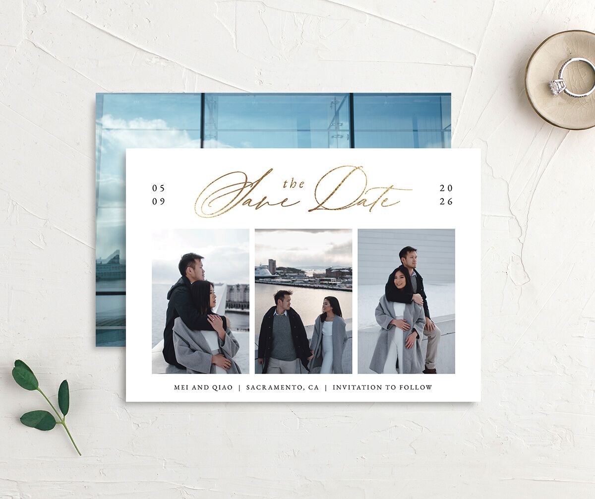 Double Happiness Save The Date Cards front-and-back