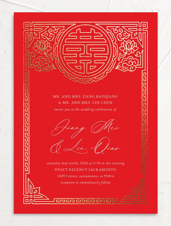 Double Happiness Wedding Invitations front
