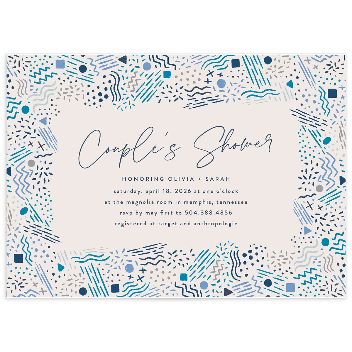 Nostalgic Confetti Bridal Shower Invitations