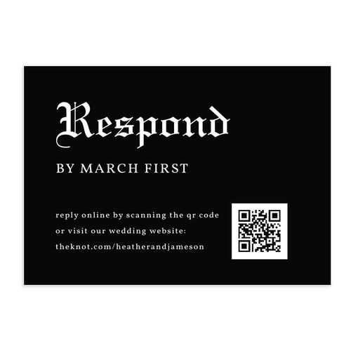 Minimalist Gothic Photo QR Code RSVP Cards Licorice Signature Standard