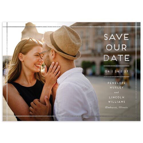 Bauhaus Loft Save The Date Cards Silver Dusty Blue Signature smooth No