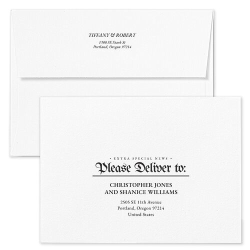 Newspaper Wedding Invitation Envelopes Kraft Pure White Return Address Standard Signature