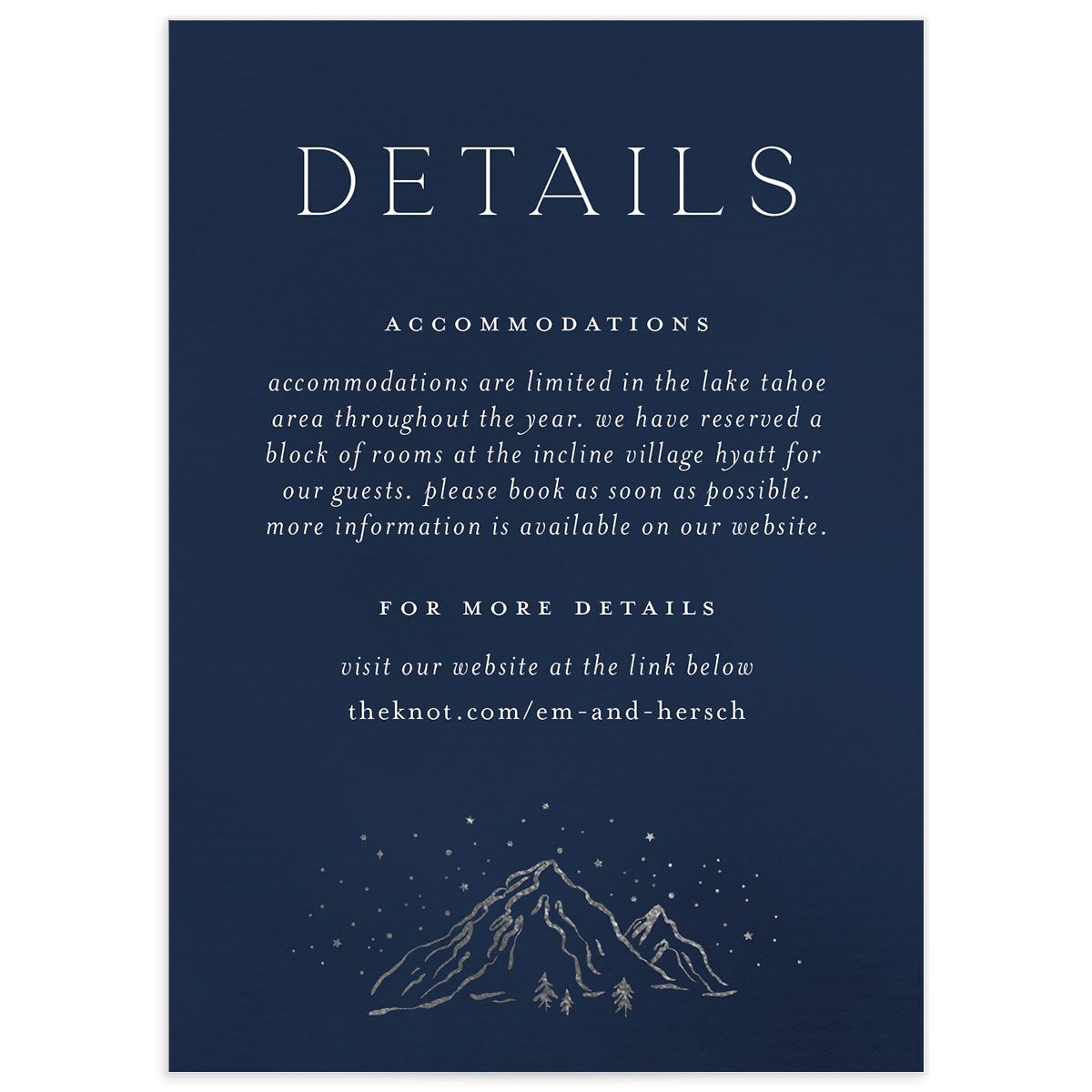 Mountain Sky Wedding Enclosure Cards front