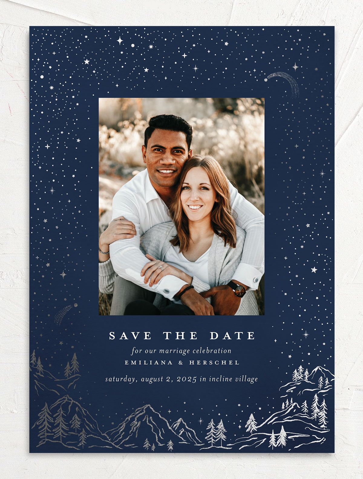 Mountain Sky Save The Date Cards front