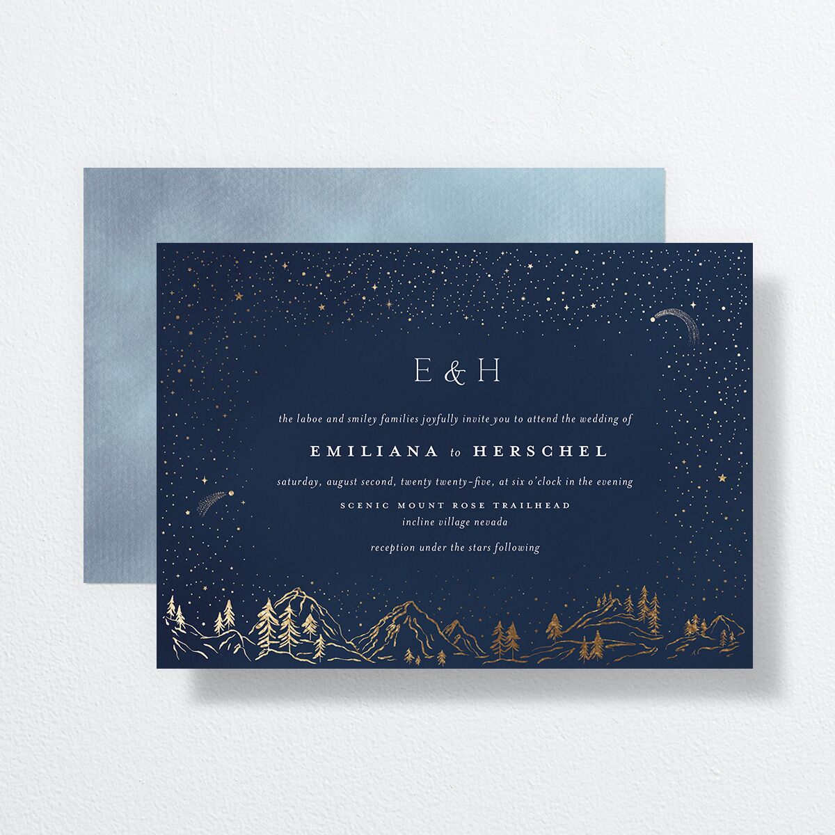 Mountain Sky Wedding Invitations front-and-back