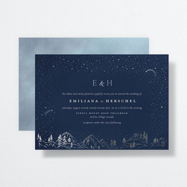 Mountain Sky Wedding Invitations Silver Navy Signature No