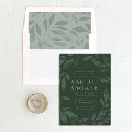 Gilded Leaves Bridal Shower Invitations Hunter Green Pearlescent