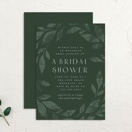 Gilded Leaves Bridal Shower Invitations Hunter Green Pearlescent