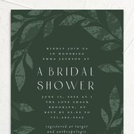 Gilded Leaves Bridal Shower Invitations Hunter Green Pearlescent