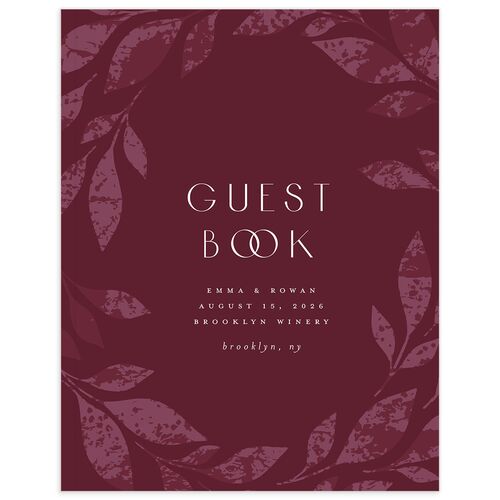 Gilded Leaves Wedding Guest Book Merlot