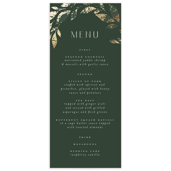 Gilded Leaves Menus Gold Hunter Green Signature