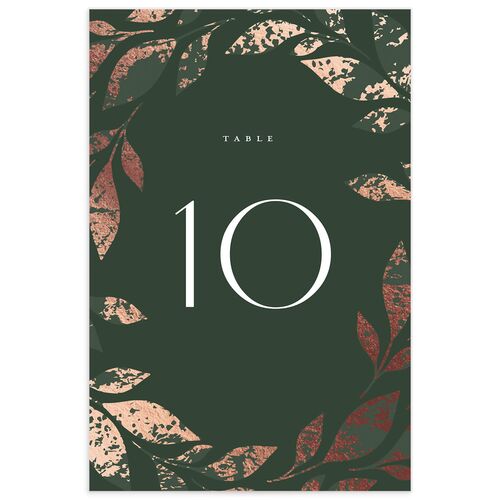Gilded Leaves Table Numbers Rose Gold Hunter Green Signature