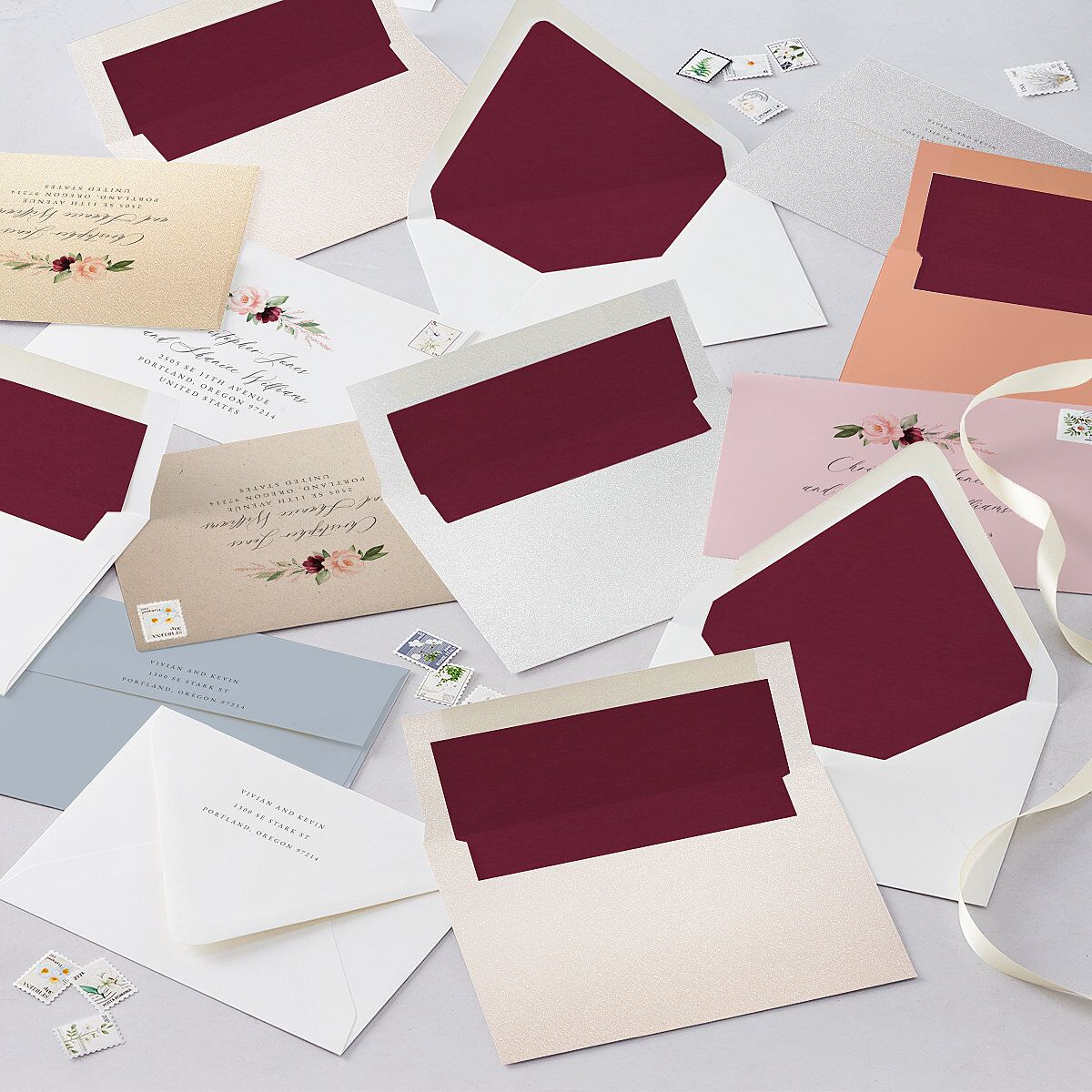 Beloved Floral Wedding Invitations Dark Berry Signature Blank No Standard