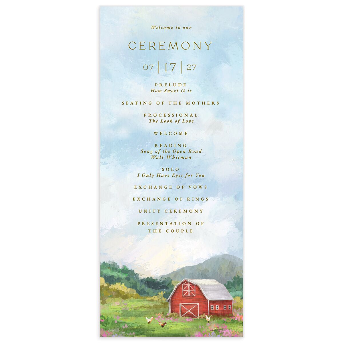 Scenic Barn Wedding Programs
