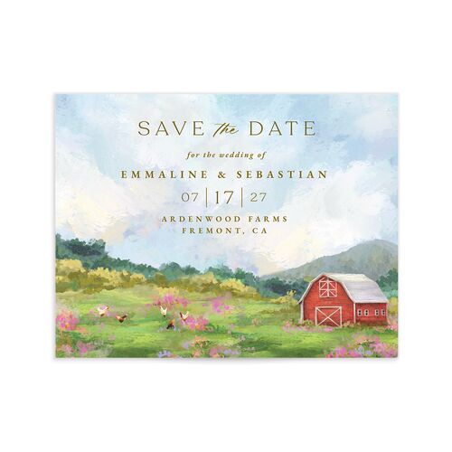 Western Barn Save the Date Petite Cards - Red