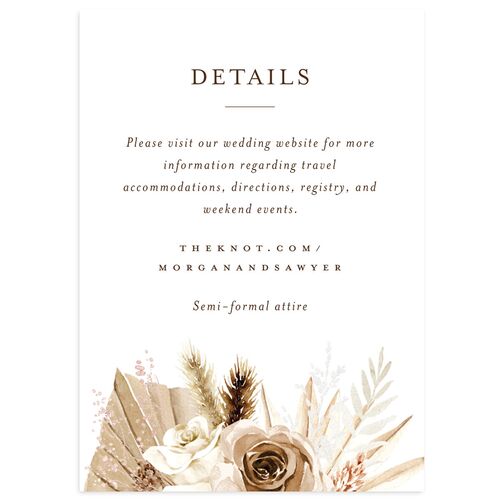 Western Floral Wedding Event Detail Cards Sepia Signature Standard