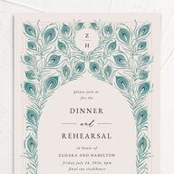 Peacock Nouveau Rehearsal Dinner Invitations Linen Signature