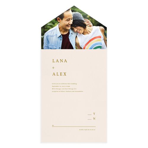 Natural Palette All-in-One Wedding Invitations Peony Signature Light Both Recipient and Return Addresses No