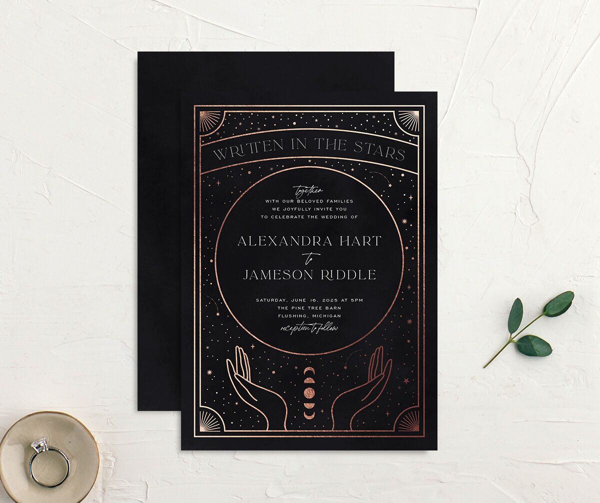 Written In The Stars Wedding Invitations Rose Gold Midnight Signature No