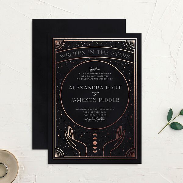Written In The Stars Wedding Invitations Rose Gold Midnight Signature No