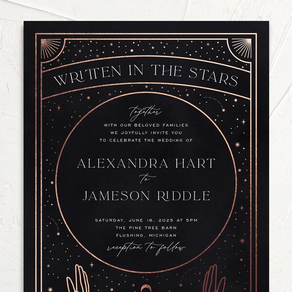 Written In The Stars Wedding Invitations Rose Gold Midnight Signature No