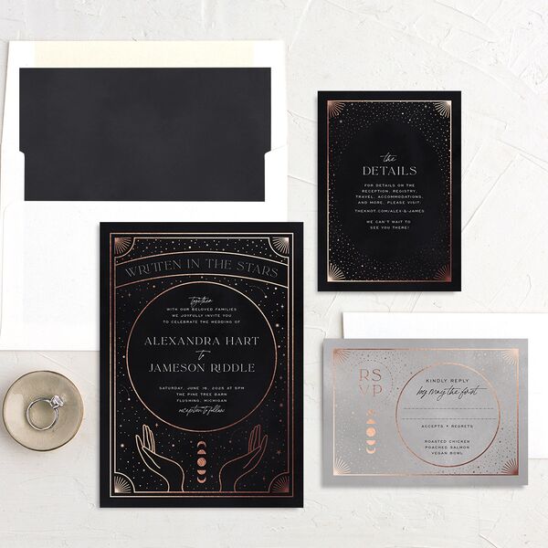 Written In The Stars Wedding Invitations Rose Gold Midnight Signature No