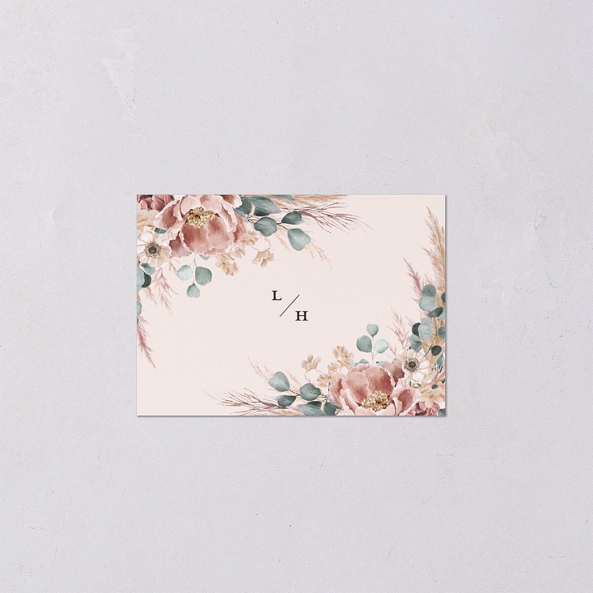 Pampas and Eucalyptus Floral QR Code RSVP Cards Desert Rose Signature Standard