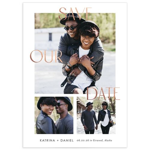 Always & Forever Save The Date Cards Rose Gold Pure White Signature smooth No