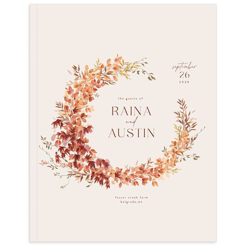 Harvest Crescent Wedding Guest Book Champagne