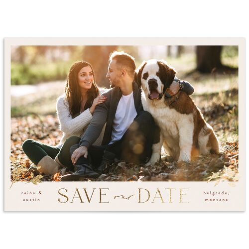 Harvest Crescent Save The Date Cards Gold Champagne Signature smooth No Standard