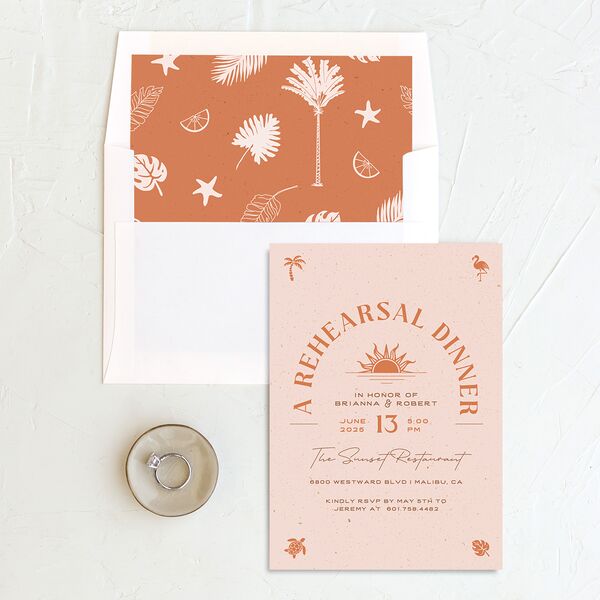 Beach Party Rehearsal Dinner Invitations Pink Cotton Signature