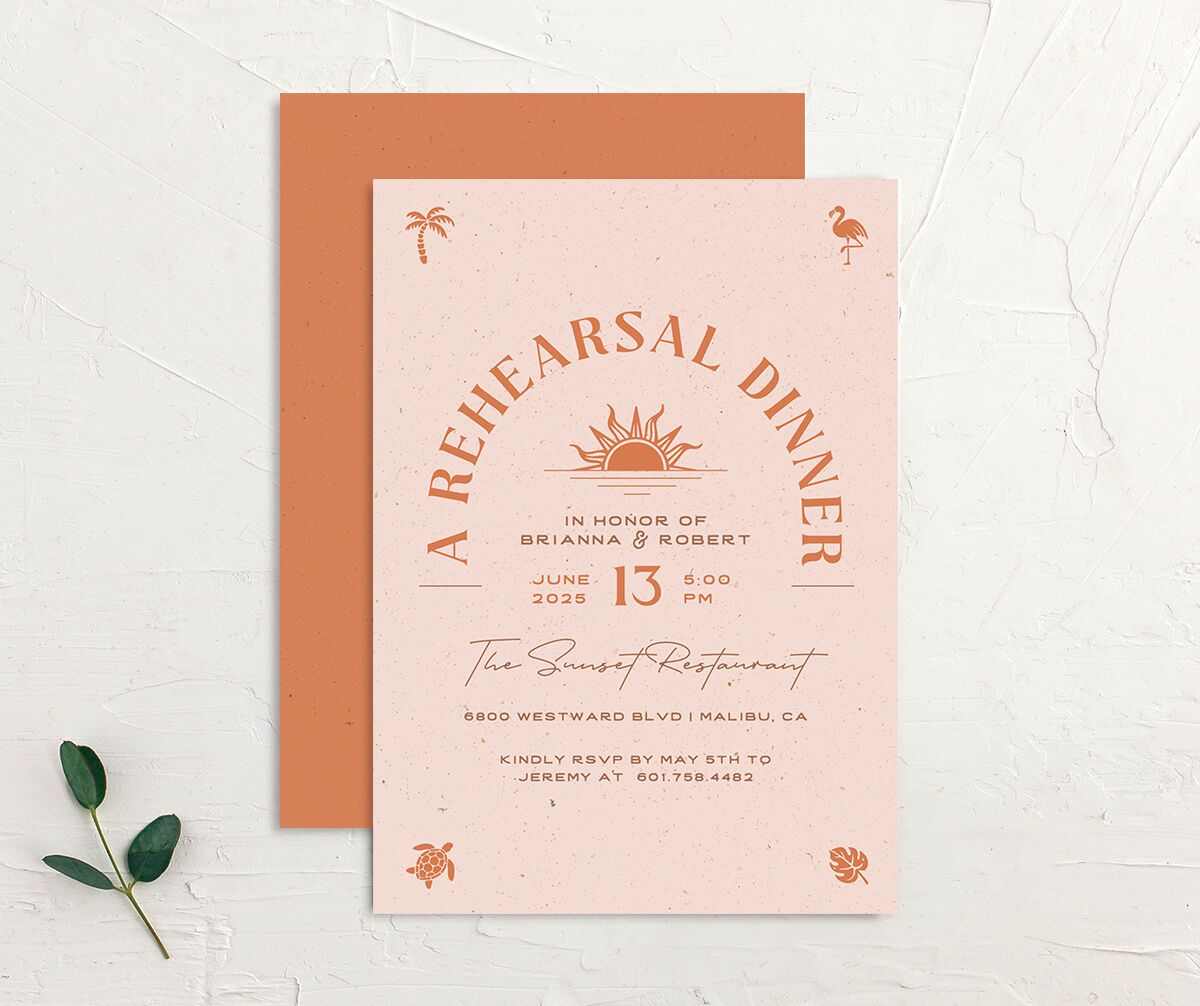 Beach Party Rehearsal Dinner Invitations Pink Cotton Signature