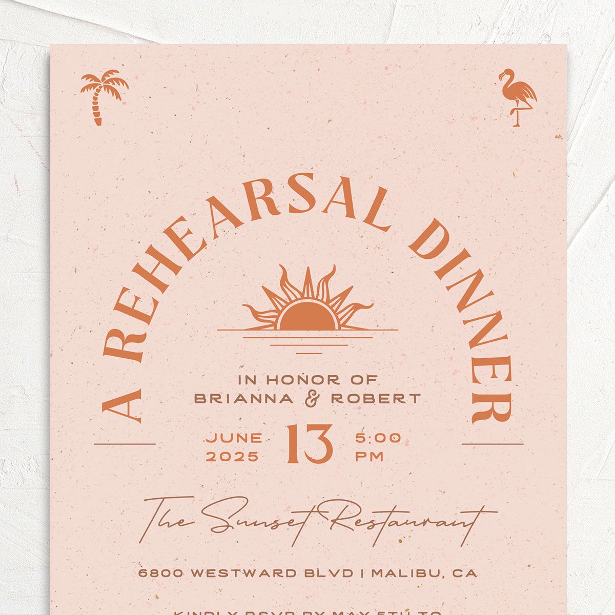 Beach Party Rehearsal Dinner Invitations Pink Cotton Signature