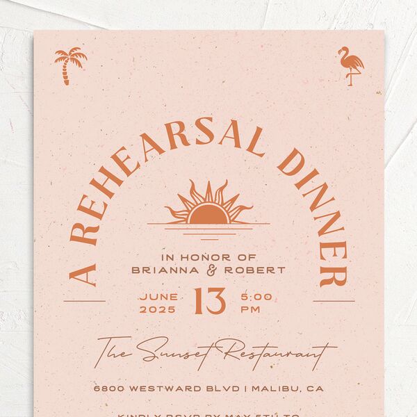 Beach Party Rehearsal Dinner Invitations Pink Cotton Signature