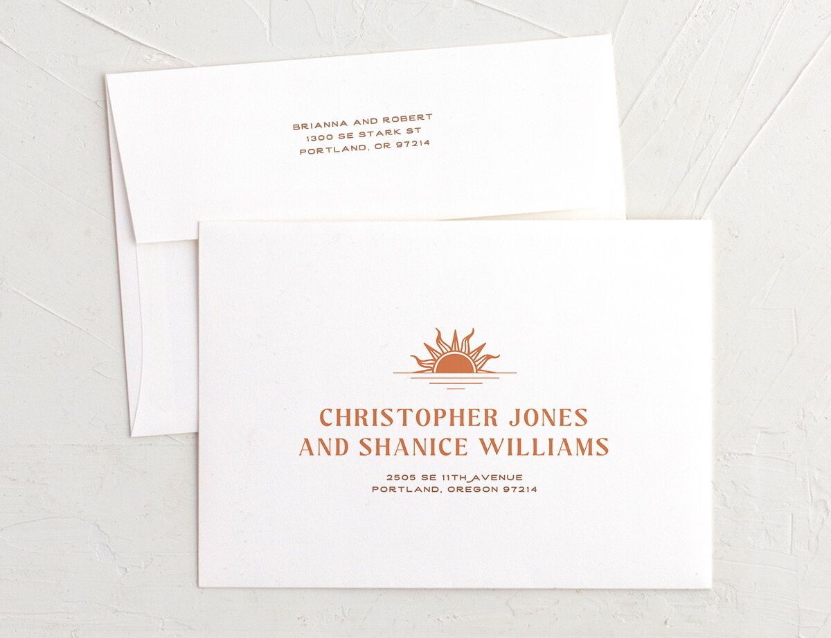Beach Party Thank You Card Envelopes White Standard Pink Cotton Both Recipient and Return Addresses Signature