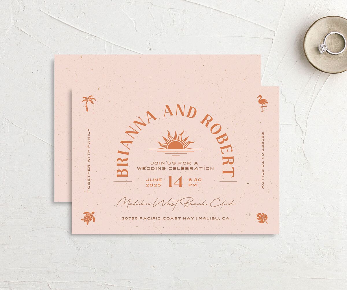 Beach Party Wedding Invitations Pink Cotton Signature No